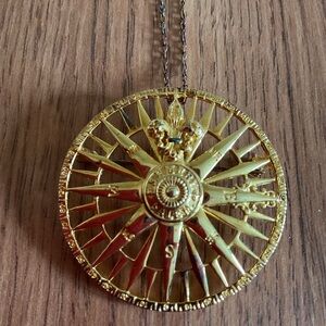 Vintage PEM Semery Salem Fleur-de-lis compass brooch & necklace